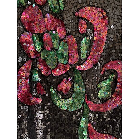 NWT Vintage 80s Exotica Silk Black Red Sequin Blouse Size 1X - Picture 9 of 15